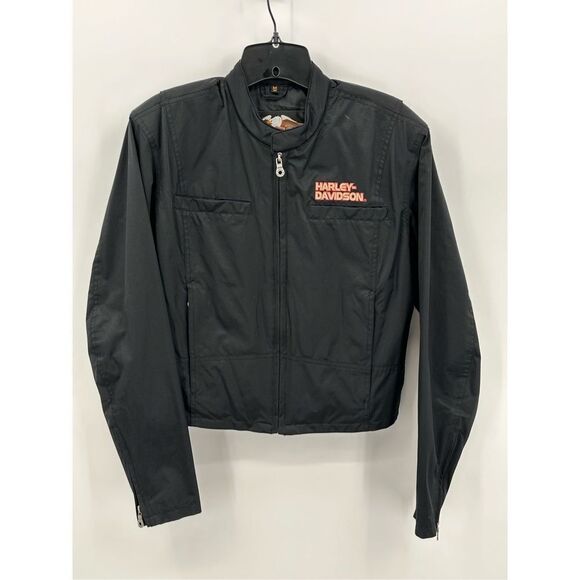Harley Davidson Motorcycles Womens Cafe Racer Size Large Nylon Jacket Zip Moto B - Picture 1 of 11